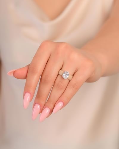 Rinfit Silicone Ring with Stone - Oval Cut Cubic Zirconia Solitaire Engagement Ring for Women - Rubber Wedding Bands - Patented Design - color: Pack M: Nude / Rose Gold