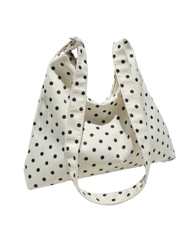 MakeMeChic Women's Leopard Tote Bag Cheetah Oversize Shoulder Bag Weekender Bag - color: Polka Dots White a