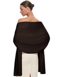 PULI Women's Pashmina Shawl Wraps for Evening Dress Large Scarf Blanket Long Wedding Bridal Winter Warm Shoulder Wrap - color: Chocolate Brown