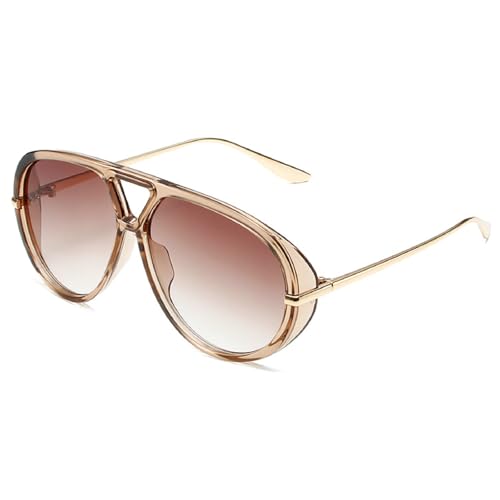 Trendy Oversized Pilot Sunglasses Women For Men Round Sun Glasses Vintage Big Frame Shield Shades Men Punk Sunglasses - color: C7