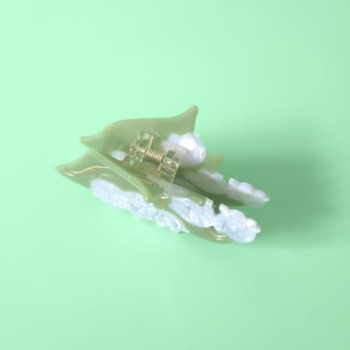 Green Flower Hair Clips,Cellulose Acetate Hair Clips,Lily of the Valley Claw Clips for Women - color: Big Lily