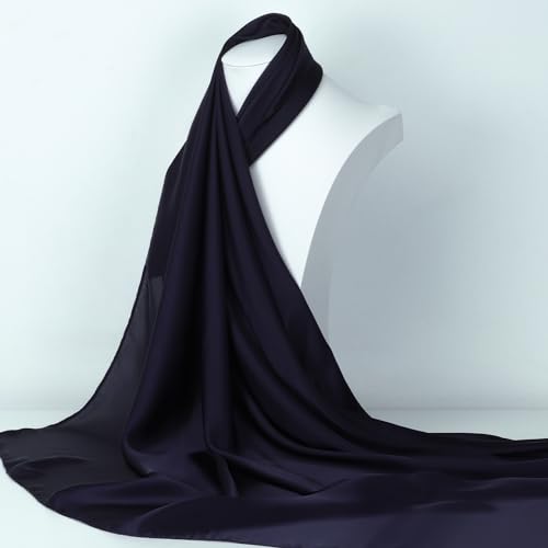 RIIQIICHY 35 Inch Head Scarf for Women Hair Scarf Like Silk Scarf Square Scarf Bandanas for Women - color: Navy
