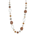 BULINLIN Beaded Long Necklace for Women Silver Sweater Chain Necklace with Crystal Resin Beads, Fashion Jewelry Necklace - color: Brown