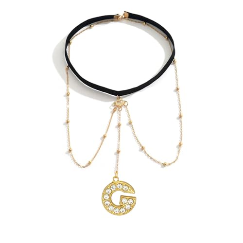 Letter Initial Leg Chain Thigh Jewelry for Women Summer Beach Bead Leg Chain Name Elegant Elastic Body Chain Jewelry - color: G