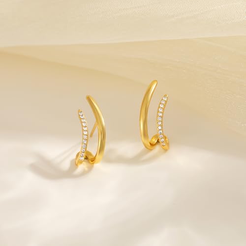 14K Gold Plated Dangle Earrings for Women Chain Dangling Long Earrings Trendy CZ/Twisted X Hoop Studs Dainty Threader Earrings Wedding Hanging Drop Dangly Minimalist Jewelry Gifts for Woman - style: 7
