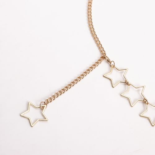 Gold Star Waist Chain Belt for Women Boho Sun Starfish Bikini Jewelry Festival Rave Outfits Waterproof Belly Body Chain - style: Stars