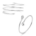 2Pcs Arm Cuff Gold Upper Arm Cuff for Women Adjustable Upper Arm Bracelets Open Irregular Arm Bangle Minimalist Coil Swirl Armlets Armband Jewelry - style: styleC silver