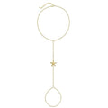Gokeey Gold Hand Chain Bracelet for Women Trendy, Dainty 14k Gold Plated Ring Bracelet Hand Chain Finger Ring Slave Cuff Bracelet Cubic Zircon Hand Jewelry for Women Accessories - style: cute Starfish hand chain
