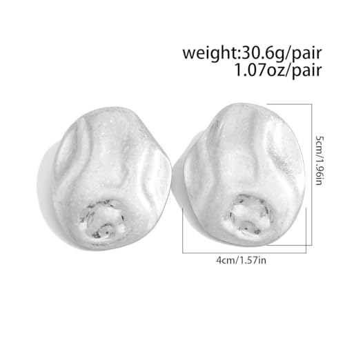 Mixed Metal Statement Earrings for Women Chunky Earrings Big Statement Large Oval Round Pebble Shape Earring Irregular Geometric Drop Dangle Earring Chunky Jewelry - style: 2 - S