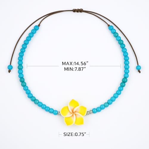 Anklets for Women, Handmade Colorful Beaded Adjustable Gemstone Anklet, Colorful Small Beads Hippie Foot Jewelry, Ankle Bracelet, Boho Style Waterproof, Gift Set with Box & Ribbon - color: Blue