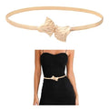 E-Clover Womens Fashion Metal Stretch Waist Skinny Belt Waistband - color: Gold-0023