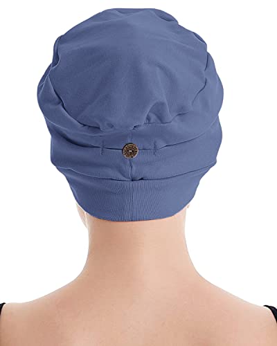 osvyo Cotton Chemo Turbans for Women Cancer Hairloss hat - Cotton Lightweight Headwear Sealed Packaging - color: Cotton Blue Grey