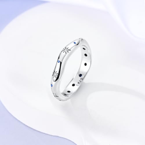 Hapour 925 Sterling Silver Ring for Women,Eternity Gorgeous Rings Stackable Rings for Women as Gifts Ring Size 4-11 - color: B
