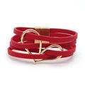 Fuqimanman2020 Boho Heart Charm Leather Wrap Bracelet for Women Handmade Layered Cuff Bracelets Bohemian Multi Strand Bangle Bracelets Christmas Jewelry Gift - color: Red