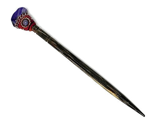 Mia Jewel Shop - Natural Tumbled Healing Gemstone Crystal Chonta Wooden Hair Sticks – Handmade Hair Sticks for Women | Hair Pins Boho Reiki Accessories, Fashion Gifts (Purple Agate) - color: Purple Agate