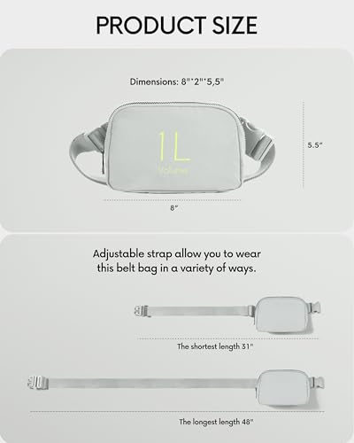 ODODOS Unisex Mini Belt Bag with Adjustable Strap Small Fanny Pack for Workout Running Traveling Hiking, Light Grey - color: Light Grey