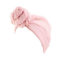 Qianmome Womens Big Flower Turban Beanie Elegant Cap Head Wrap Stretch Long Hair Scarf Headscarf - color: Pink
