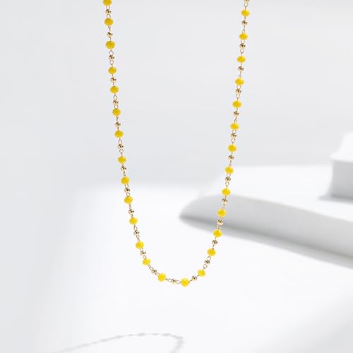 Beaded Choker Necklaces for Women 18k Gold Plated Dainty Gold Choker Necklaces for Women - style: yellow choker