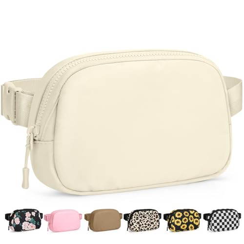 Pritent Fanny Packs for Women Cross Body Bag Waterproof Belt Bag with Adjustable Strap and Zipper Back Pocket Small Crossbody Bags Fashion Waist Packs for Workout Travelling(Ivory) - color: Ivory, size: Small