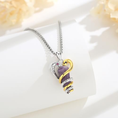 INFUSEU Mystical Hecate Triple Moon Goddess Necklaces, Divine Feminine Protection Gifts - style: Snake