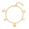 Gold Charm Bracelet for Women Boho Adjustable Shell Starfish Bracelet Summer Beach Ocean Statement Bracelets - color: Charm bracelet