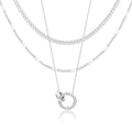 WomenGifts Layered Gold Necklaces for Women, 14K Gold Sterling Silver Plated Dainty Pendant Necklace Set Non Tarnish, Chunky Stackable Cuban Chain Choker, Trendy Birthstone Vacation Jewelry Gift - color: Silver, style: Double Circle