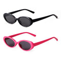 90s Sunglasses for Women Men Retro Small Oval Sunglasses - color: Black/Grey+hot Pink/Grey