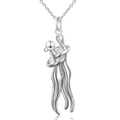 FLYOW S925 Sterling Silver Best Friend Couple Pendant Friendship Sun Moon Lotus Yin Yang Matching Bff Necklace for Women Jewelry - style: silver