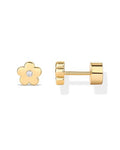 PAVOI 14K Gold Plated Dainty Flat Back Earrings for Women - Hypoallergenic Sterling Silver Posts Helix Cartilage Piercing Jewelry - Emoji Motif Bow Celestial Flatback Gold Stud Earrings Screw Back - style: Flower