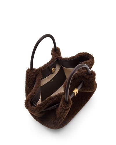 JW PEI Women's Hana Mini Tote Bag - color: Dark Brown Faux Fur