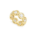 KissYan Band Ring for Women, 14K Gold Plate Dainty Pave Pear or Circle CZ Eternity Thick Chunky Engagement Statement Ring Valentine Fashion Gifts - size: 6, style: Style3
