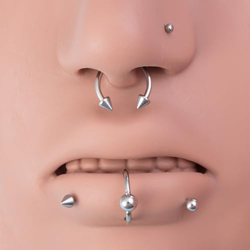 50Pcs Punk Eyebrow Nose Septum Earrings Tragus Cartilage Helix Daith Stud Lip Labret Rings Body Jewelry Set Stainless Steel Body Piercing Jewelry For Women Ornaments
