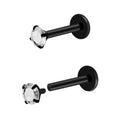 16G 18G Titanium Internal Thread CZ Stud Earrings Flat Back, Silver Black Tragus Helix Conch Cartilage Piercing Jewelry for Women Men 6mm 8mm 10mm Labret Studs 2PCS - color: Black, 16g, 10mm bar, 3mm White CZ