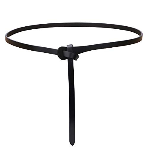shengweiao Women's Adjustable Leather Belts Fashion Skinny Waist Strap - color: Black, size: Small
