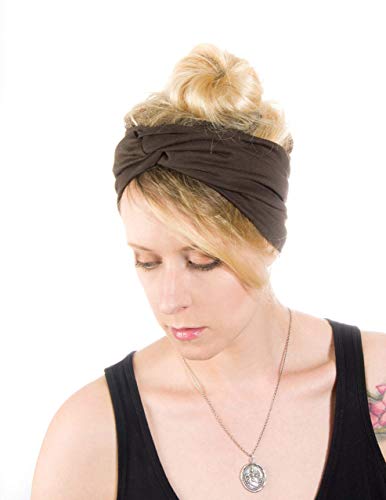 Twist Headband Extra Wide Scrunch Turban (Brown) - color: Brown