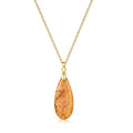 Joya Love 14K Gold Plated Healing Stone Teardrop Pendant Necklace for Women, Waterproof Stainless Steel Chain, Colorful Natural Stone Look, Boho Spiritual Jewelry Gift - color: Orange -Gold