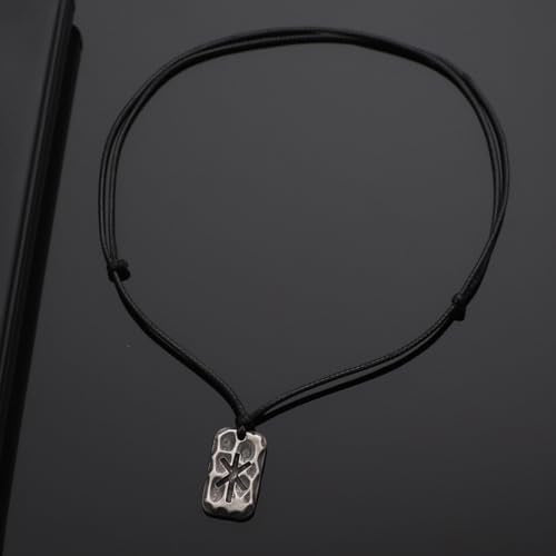 Ankiyabe Stainless Steel Norse Viking Rune Pendant with Adjustable Braided Rope Good Luck/Love/Strenght/Health Viking Symbol Necklace for Men Women - color: STRENGTH