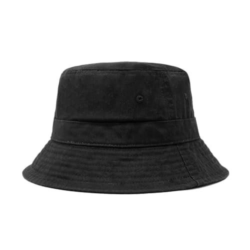 Hot Summer Bucket Hat - Trendy Cotton Sun Hat for Beach, Golf, Fishing - Fun Outdoor Vacation Boonie for Men and Women - color: Black