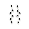 Catery Crystal Wedding Earrings Rhinestones Dangling Earrings Leaf Bridal Ear Jewelry for Brides and Women - color: Black