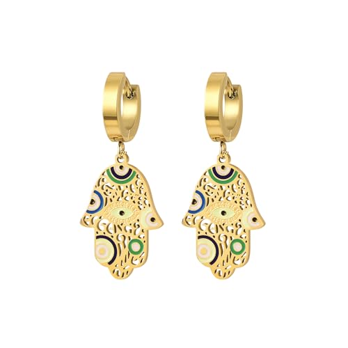 Silver/Gold Boho Dangle Statement Earrings for Women Trendy,Handmade Vintage Dainty Cute Long Drop Summer Earrings,fashion Accessories Jewelry Gifts - color: A22 Gold Evil eye handl shaped