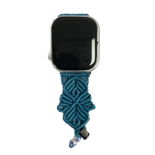 4th Generation Handmade Nylon Braided Boho Style Watch Strap for Apple Watch - color: Sky Blue, size: 44/45/46mm