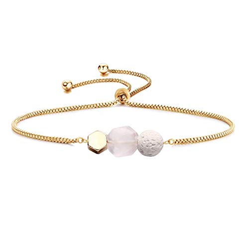 Jardme Essential Oil Diffuser Bracelets, 14K Gold Link Bracelets for Women, Birthday Gifts for Women Mom - color: Pink Crystal