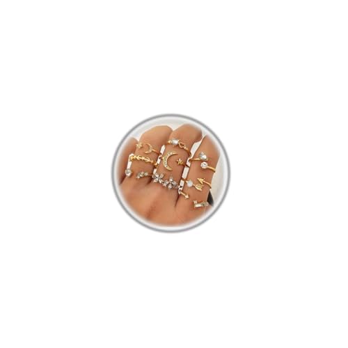 Knuckle Rings Set for Women,Simple Dainty Stackable Finger Ring Pack Minimalist Cute Butterfly Moon Heart Rings Boho Statement Jewelry Size Mixed - style: Style-B