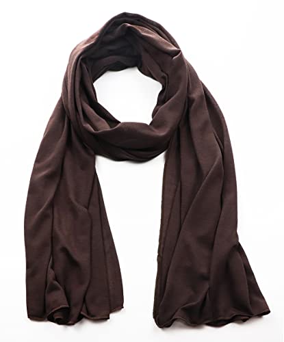 vabovin Head Wraps for Black Women Stretch Jersey Knit Turban Headwrap Solid Color Headscarf Headband Shawl - color: 02- Coffee