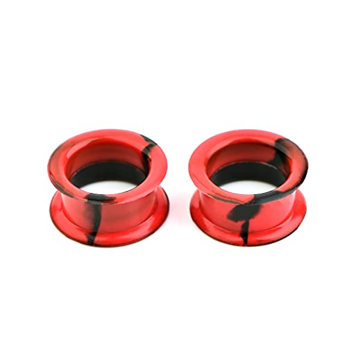 WBRWP 20/28pcs Ear Stretching kit Set: Hollow Hard/Soft Silicone Plugs and Tunnels Ear Expander Gauges Stretcher Body Piercing Jewelry - style: 28pcs Thick/Mixed Black&Red