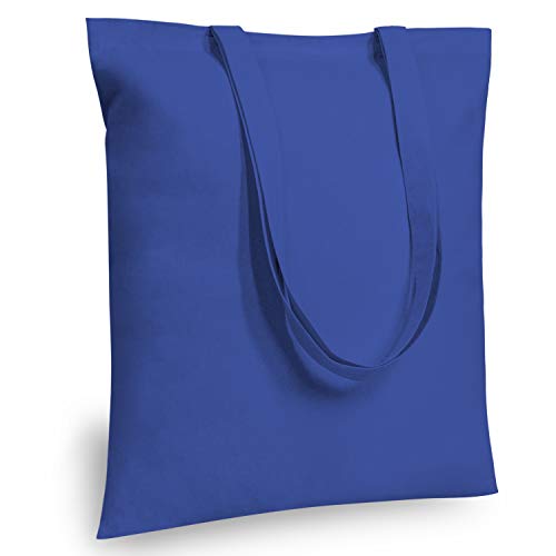 TOPDesign 5-Pack Economical 16"x15" Blue Cotton Tote Bag, Lightweight Medium Reusable Grocery Shopping Cloth Bags, Suitable for DIY, Advertising, Promotion, Gift, Activity - color: Blue, size: Medium