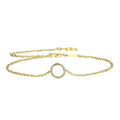NOKMIT Solid 925 Sterling Silver Bracelets for Women, Dainty Interlocking Circles Cubic Zirconia Adjustable Chain Bracelet, Trendy Stackable Link Bracelets, Simple Cute Jewelry Gifts - color: Gold Karma Circle