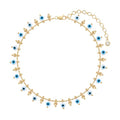 MTMY Gold Anklets for Women 14K Gold Plated Tiny Bead Anklet Colorful Tassel Foot Chain Dainty Adjustable Cute Summer Beach Boho Anklets Jewelry Gift - style: evil eye