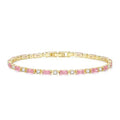 CiNily Adjustable Tennis Bracelets for Women Teen Girls Rainbow Cubic Zirconia Bracelet 14K White Gold Plated Hypoallergenic Slider Bracelet Jewelry Gift - color: Gold-Pink white cz