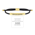God is in Control Tube Bracelet for Women Men, Handmade Braided Adjustable Inspirational Bracelets Stainless Steel Christian aith Jewelry for Christmas Birthday Gifts - color: Gold-Black